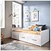 Letto Per Bambini Adamello, Lettino Contenitore Per Cameretta, Struttura Per Letto Singolo Con 3 Cassettoni, 194x97h60 Cm, Bianco - Foto miniatura 1