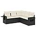 Set Divani Da Giardino 5 Pz Con Cuscini In Polyrattan Nero - Foto miniatura 2