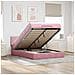 Struttura Letto Pouf con Materasso Rosa 140x190 cm in Velluto - Foto miniatura 2