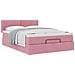 Struttura Letto Pouf con Materasso Rosa 140x190 cm in Velluto - Foto miniatura 5