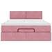 Struttura Letto Pouf con Materasso Rosa 140x190 cm in Velluto - Foto miniatura 7