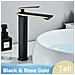 Rubinetto per lavabo da bagno, Blackswan, tipo M198, modello nero /oro rosa, alto, misura 28 cm - Foto miniatura 2