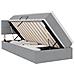 Letto con contenitore e LED Grigio chiaro 90 x 200 cm Tessuto - Foto miniatura 1