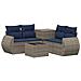 Set di divani 6 pz Grigio e Blu Navy Rattan sintetico e Acciaio - Foto miniatura 1