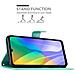 Custodia Compatibile Con Huawei Y6p In Turchese Fiore - Coperchio Protettivo In Design Floreale Con Chiusura Magnetica, Funzione Stand E Slot Per Carte - Foto miniatura 3