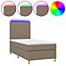 Letto A Molle Con Materasso E Led Tortora 90x200 Cm In Tessuto - Foto miniatura 1