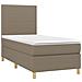 Letto A Molle Con Materasso E Led Tortora 90x200 Cm In Tessuto - Foto miniatura 2