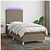 Letto A Molle Con Materasso E Led Tortora 90x200 Cm In Tessuto - Foto miniatura 8