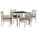Set da pranzo da giardino 5 pezzi con cuscini grigio chiaro in polyrattan - Foto miniatura 1