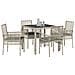 Set da pranzo da giardino 5 pezzi con cuscini grigio chiaro in polyrattan - Foto miniatura 3