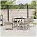 Set da pranzo da giardino 5 pezzi con cuscini grigio chiaro in polyrattan - Foto miniatura 4