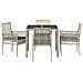 Set da pranzo da giardino 5 pezzi con cuscini grigio chiaro in polyrattan - Foto miniatura 7