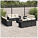 Set Divani da Giardino 13pz con Cuscini Nero in Polyrattan - Foto miniatura 2