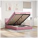 Struttura Letto Pouf con Materasso Rosa 140x190 cm in Velluto - Foto miniatura 2