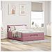 Struttura Letto Pouf con Materasso Rosa 140x190 cm in Velluto - Foto miniatura 3