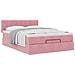 Struttura Letto Pouf con Materasso Rosa 140x190 cm in Velluto - Foto miniatura 4