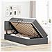 Letto con contenitore e LED Grigio scuro 100 x 200 cm Tessuto - Foto miniatura 4