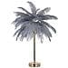 Lampada Da Tavolo Palm Grigia In Metallo Dorato Con Piume Di Struzzo - Foto miniatura 1