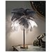 Lampada Da Tavolo Palm Grigia In Metallo Dorato Con Piume Di Struzzo - Foto miniatura 5