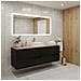 Set di mobili da bagno, 80,4 cm, 2 pezzi, Marrone scuro, Frontali in MDF di alta qualità, Mobili da bagno, Armadio alto, Mobiletti sottolavabo - Foto miniatura 2