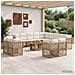 Set Divano da Giardino 14 pz Naturale e Bianco Crema polyrattan - Foto miniatura 9