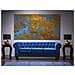 Divano Vintage A 3 Posti In Tessuto Blu Scuro Chesterfield - Foto miniatura 26
