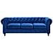 Divano Vintage A 3 Posti In Tessuto Blu Scuro Chesterfield - Foto miniatura 1