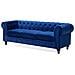 Divano Vintage A 3 Posti In Tessuto Blu Scuro Chesterfield - Foto miniatura 4