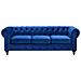 Divano Vintage A 3 Posti In Tessuto Blu Scuro Chesterfield - Foto miniatura 20