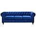 Divano Vintage A 3 Posti In Tessuto Blu Scuro Chesterfield - Foto miniatura 30