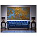 Divano Vintage A 3 Posti In Tessuto Blu Scuro Chesterfield - Foto miniatura 8