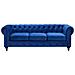 Divano Vintage A 3 Posti In Tessuto Blu Scuro Chesterfield - Foto miniatura 15