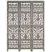 Divisorio 3 Pannelli Intagliato Grigio 120x165cm Mango Massello - Foto miniatura 3