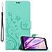 Cadorabo Custodia Compatibile Con Huawei Y6 Prime 2018/honor 7a In Turchese Fiore - Coperchio Protettivo In Design Floreale Con Chiusura Magnetica, Funzione Stand E Slot Per Carte - Foto miniatura 1