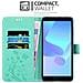 Cadorabo Custodia Compatibile Con Huawei Y6 Prime 2018/honor 7a In Turchese Fiore - Coperchio Protettivo In Design Floreale Con Chiusura Magnetica, Funzione Stand E Slot Per Carte - Foto miniatura 2
