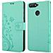 Cadorabo Custodia Compatibile Con Huawei Y6 Prime 2018/honor 7a In Turchese Fiore - Coperchio Protettivo In Design Floreale Con Chiusura Magnetica, Funzione Stand E Slot Per Carte - Foto miniatura 7
