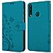Custodia Compatibile Con Huawei Y6p In Blu Fiore - Coperchio Protettivo In Design Floreale Con Chiusura Magnetica, Funzione Stand E Slot Per Carte - Foto miniatura 7