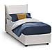 Letto Singolo Erika, Letto Contenitore Con Rivestimento In Ecopelle, 100% Made In Italy, Apertura Frontale, Adatto Per Materasso Cm 90x190, Bianco - Foto miniatura 1