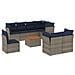 Set Divani Da Giardino 9 Pz Con Cuscini Grigio In Polyrattan - Foto miniatura 2