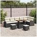 Set divano da giardino  9 pezzi con cuscini nero polirattan acacia, Divano da giardino  2 posti con cuscini nero polirattan, Set da pranzo da giardino  3 pezzi con cuscini nero polirattan acacia - Foto miniatura 2