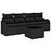 Set Divano Giardino 5 Pezzi con Cuscini Rattan Poliestere Nero, Divano Giardino 2 Posti con Spazio di Archiviazione e Cuscini Rattan Poliestere Nero - Foto miniatura 1