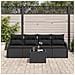Set Divano Giardino 5 Pezzi con Cuscini Rattan Poliestere Nero, Divano Giardino 2 Posti con Spazio di Archiviazione e Cuscini Rattan Poliestere Nero - Foto miniatura 3