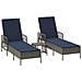 Lettino Prendisole Set di 3 Grigio e blu navy Rattan PE, metallo - Foto miniatura 1
