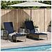 Lettino Prendisole Set di 3 Grigio e blu navy Rattan PE, metallo - Foto miniatura 2