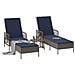 Lettino Prendisole Set di 3 Grigio e blu navy Rattan PE, metallo - Foto miniatura 3