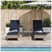 Lettino Prendisole Set di 3 Grigio e blu navy Rattan PE, metallo - Foto miniatura 4