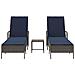 Lettino Prendisole Set di 3 Grigio e blu navy Rattan PE, metallo - Foto miniatura 7