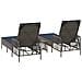 Lettino Prendisole Set di 3 Grigio e blu navy Rattan PE, metallo - Foto miniatura 8