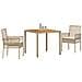 Set da pranzo da giardino 3 pezzi con cuscini beige polyrattan - Foto miniatura 3