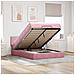 Struttura Letto Pouf con Materasso Rosa 140x200 cm in Velluto - Foto miniatura 2